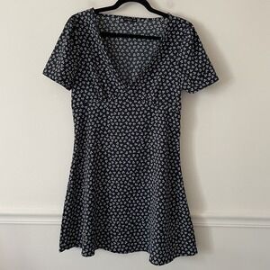 Cotton On Babydoll Dainty Floral Dress Navy Size M Y2K Cottagecore Boho